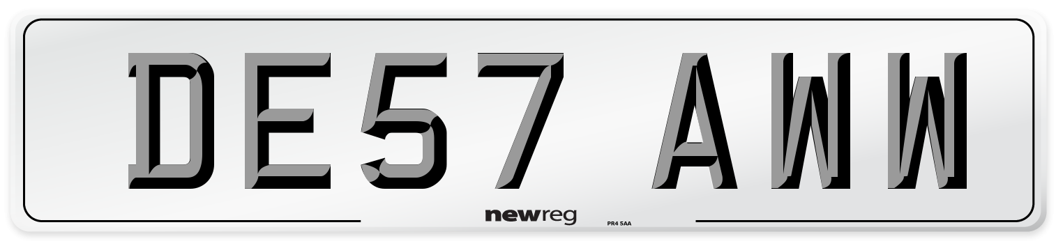 DE57 AWW Number Plate from New Reg